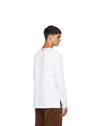 Thom Browne White Side Slit Relaxed Fit Long Sleeve T Shirt
