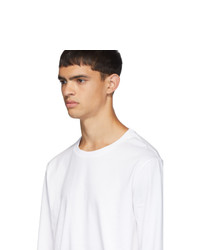 Thom Browne White Side Slit Relaxed Fit Long Sleeve T Shirt
