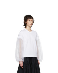 Noir Kei Ninomiya White Tulle Detail Long Sleeve T Shirt