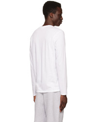 Lacoste White V Neck Long Sleeve T Shirt