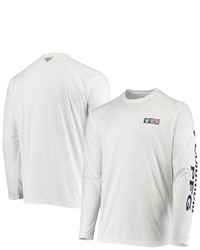 Columbia White Washington Nationals Americana Terminal Tackle Omni Shade Raglan Long Sleeve T Shirt