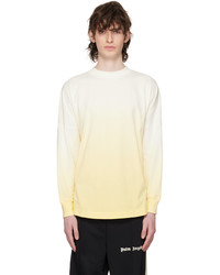 Palm Angels White Yellow Gradient Long Sleeve T Shirt