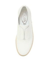 Tod's 10mm Leather Raffia Slip On Sneakers