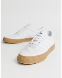 Adidas Skateboarding Adi Ease Trainers In White With Gum Sole