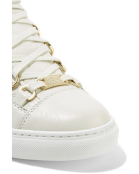 Balenciaga Arena Crinkled Leather Sneakers White