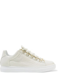 Balenciaga Arena Crinkled Leather Sneakers White