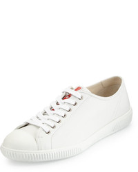 Prada Cap Toe Low Top Sneaker White