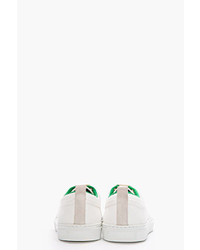 Comme des Garcons Comme Des Garons Shirt White Canvas Green Trimmed Low Top Sneakers