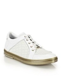 Jimmy Choo Croc Embossed Leather Sneakers