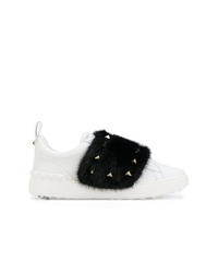Valentino Fur And Stud Sneakers