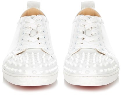 Christian Louboutin White Leather Gondola Strass Low Top Sneakers Size 37.5