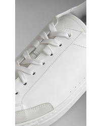 Burberry Leather Trainers With Suede Trim