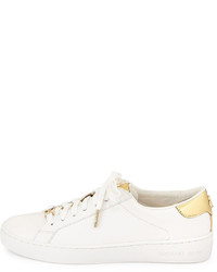 MICHAEL Michael Kors Michl Michl Kors Irving Leather Lace Up Sneaker Optic Whitepale Gold