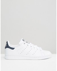 adidas Originals White And Navy Stan Smith Sneakers