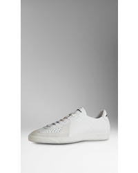 Burberry Perforated Leather And Suede Trainers