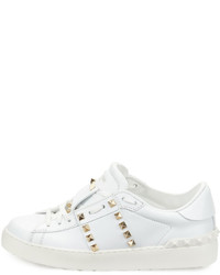 Valentino Rockstud Leather Low Top Sneaker White