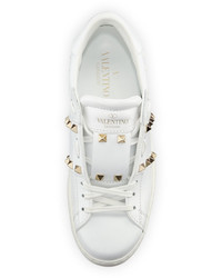 Valentino Rockstud Leather Low Top Sneaker White