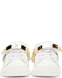 Giuseppe Zanotti Ssense White Leather Gold Low Top Birel Sneakers