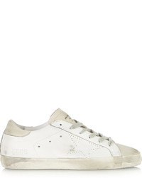 Golden Goose Deluxe Brand Super Star Distressed Suede Paneled Leather Sneakers