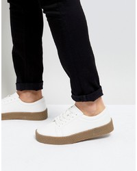 ASOS DESIGN Trainers In White With Gum Sole
