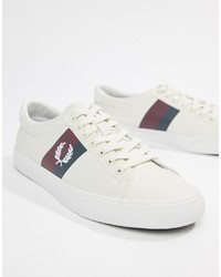 Fred Perry Underspin Twill Contrast Stripe Trainers In Off White
