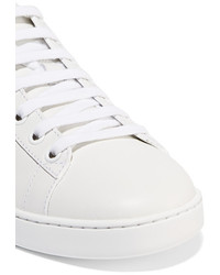 Gucci Watersnake Trimmed Leather Sneakers White