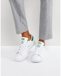 adidas Originals White And Green Stan Smith Trainers