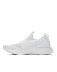 Nike White And Grey Epic Phantom React Flyknit Sneakers