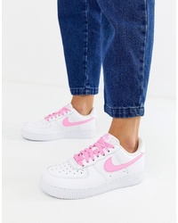 Nike White And Pink Air Force 1 Trainers
