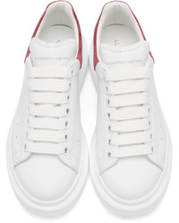 Alexander McQueen White And Pink Suede Tab Sneakers