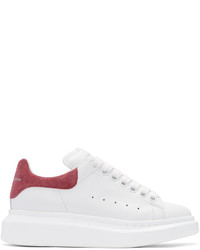 Alexander McQueen White And Pink Suede Tab Sneakers