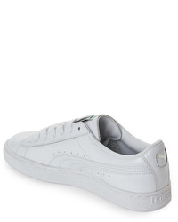 Puma White Basket Matte Shine Low Top Sneakers
