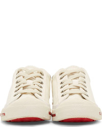 Diesel White Canvas Low Top Sneakers