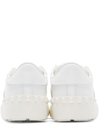 Valentino White Gold Open Low Top Sneakers