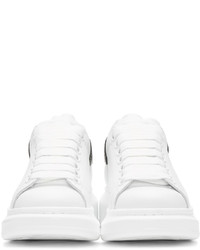 Alexander McQueen White Gunmetal Leather Sneakers