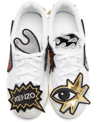 Kenzo White K Patch Platform Sneakers