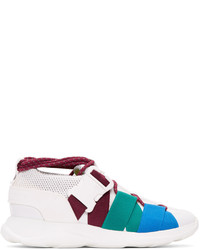 Christopher Kane White Lace Up Buckle Sneakers