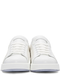 Dolce & Gabbana White Leather Lace Sneakers
