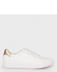 Paul Smith White Leather Rabbit Sneakers With Gold Trims