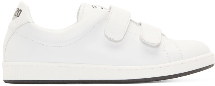 white leather velcro sneakers