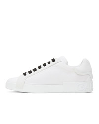 Dolce and Gabbana White Nylon Portofino Sneakers