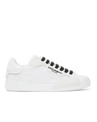 Dolce and Gabbana White Nylon Portofino Sneakers