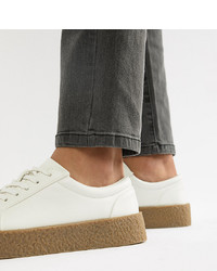 ASOS DESIGN Wide Fit Trainers In White With Gum Sole