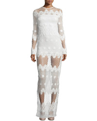 Alexis Axelle Long Sleeve Netted Maxi Dress White