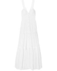 Temperley London Beaux Med Tiered Swiss Dot Cotton Maxi Dress