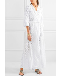 Miguelina Lucinda Gauze Paneled Broderie Anglaise Cotton Voile Maxi Dress White