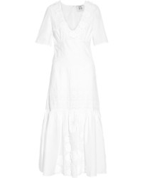 Figue Tia Broderie Anglaise Cotton Maxi Dress White