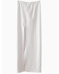 Choies White Side Slit Elastic Waist Maxi Pencil Skirt