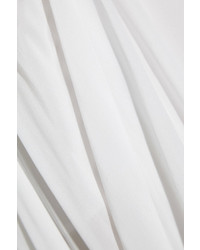 Elie Saab Fluted Silk Georgette Maxi Skirt Off White