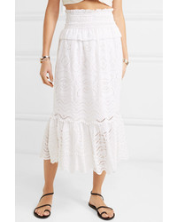 Sea Naomie Smocked Broderie Anglaise Voile Maxi Skirt